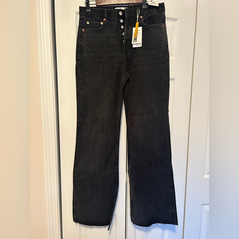 Black jeans wide leg button down